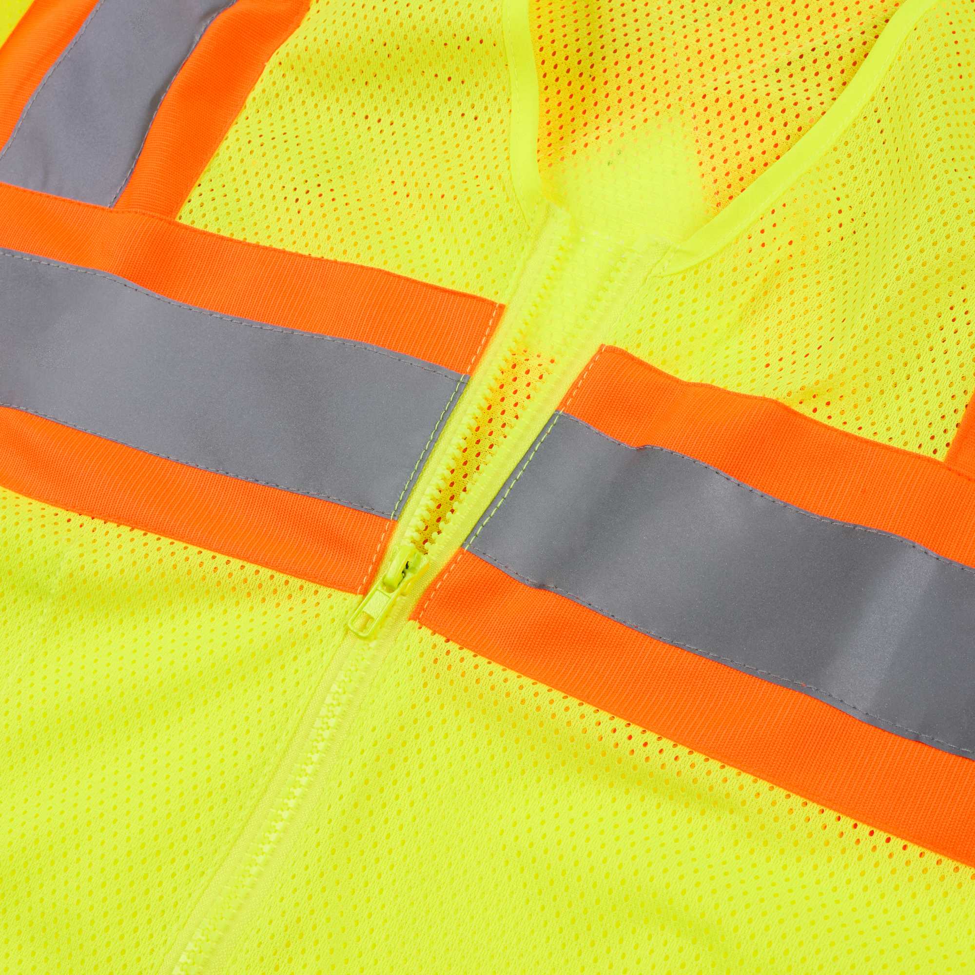 Be Safe Type R Class 2 Lime 2XL/3XL High Visibility X-Back Reflective Tape Mesh Safety Vest - Zipper Closure - 20 count box