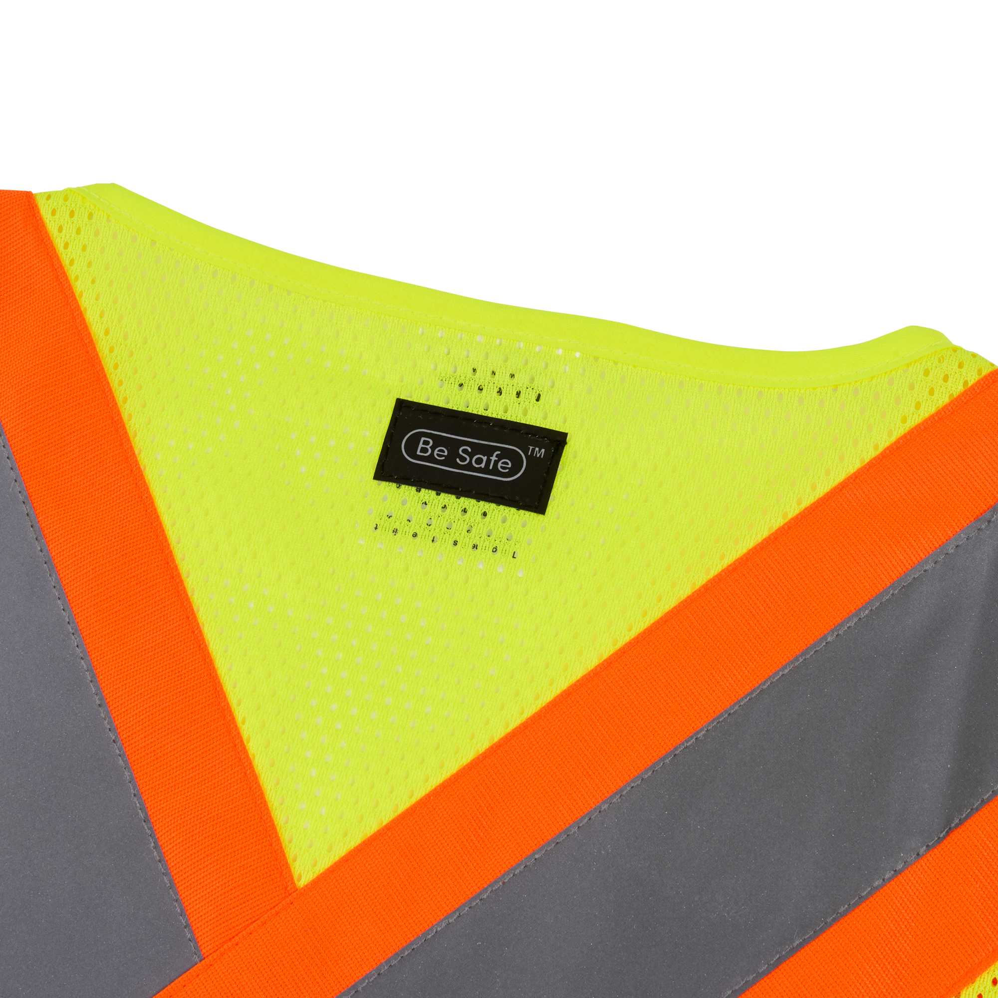 Be Safe Type R Class 2 Lime 4XL/5XL High Visibility X-Back Reflective Tape Mesh Safety Vest - Zipper Closure - 20 count box