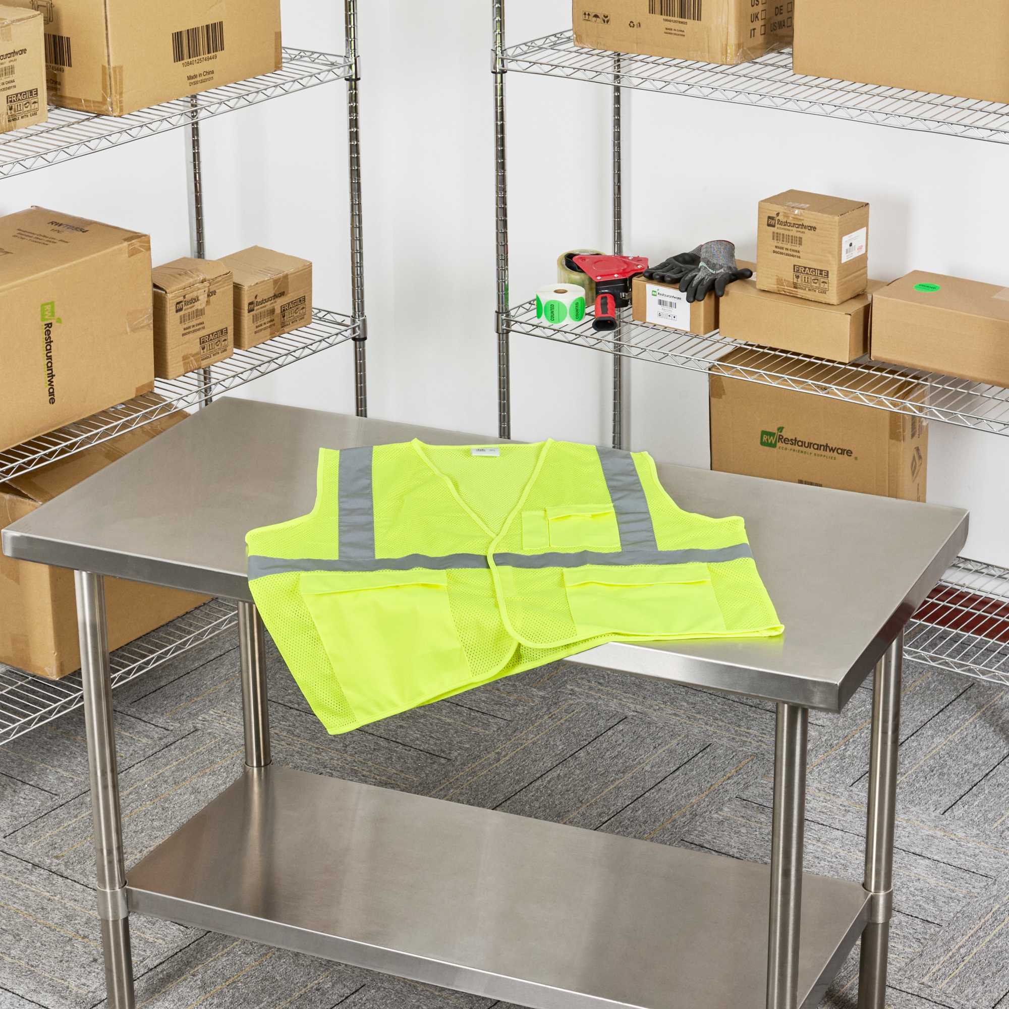 Be Safe Type R Class 2 Lime L/XL High Visibility Mesh Safety Vest - Hook/Loop Closure, Reflective Tape - 1 count box