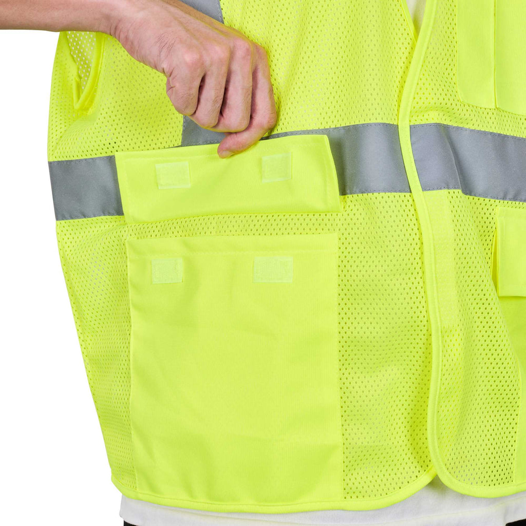 Be Safe Type R Class 2 Lime L/XL High Visibility Mesh Safety Vest - Hook/Loop Closure, Reflective Tape - 1 count box