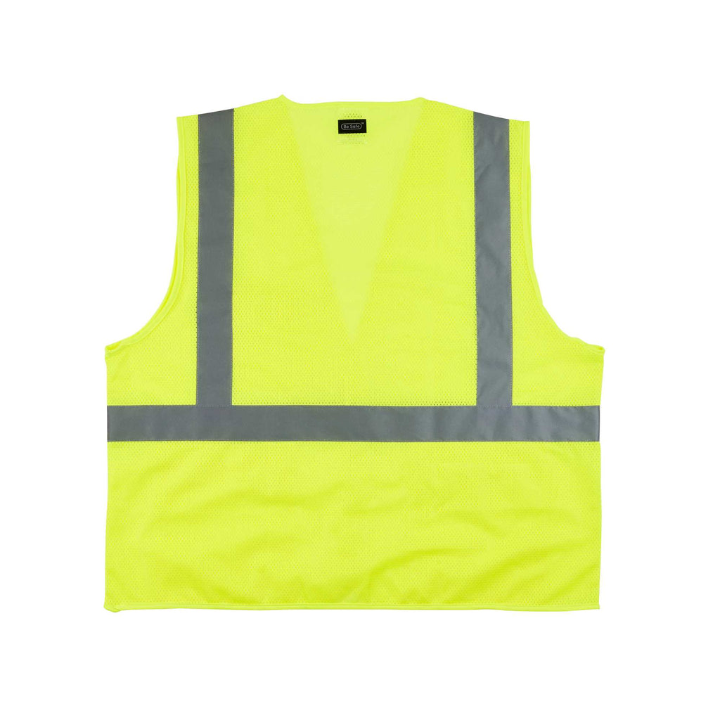 Be Safe Type R Class 2 Lime 2XL/3XL High Visibility Mesh Safety Vest - Hook/Loop Closure, Reflective Tape - 20 count box