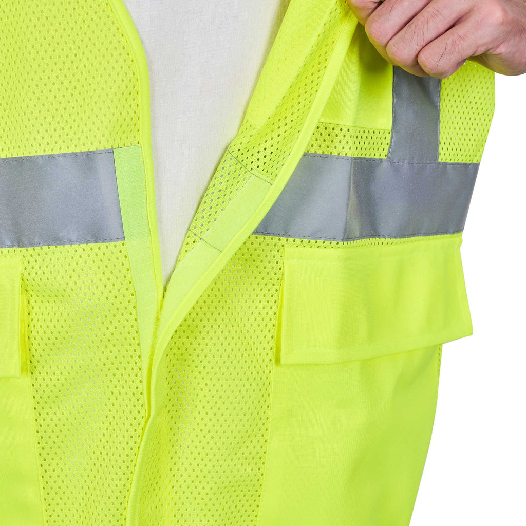 Be Safe Type R Class 2 Lime 4XL/5XL High Visibility Mesh Safety Vest - Hook/Loop Closure, Reflective Tape - 1 count box