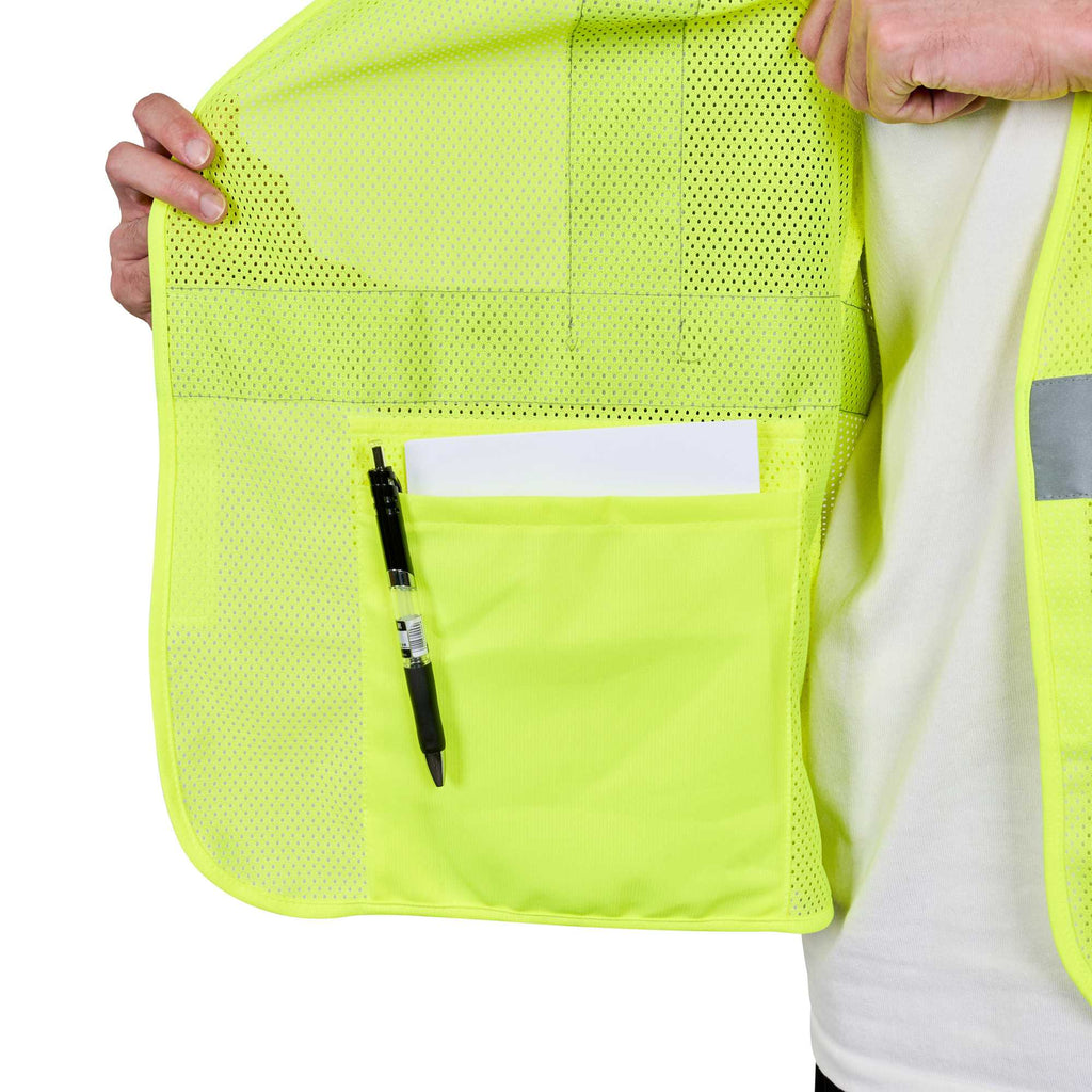 Be Safe Type R Class 2 Lime 4XL/5XL High Visibility Mesh Safety Vest - Hook/Loop Closure, Reflective Tape - 20 count box