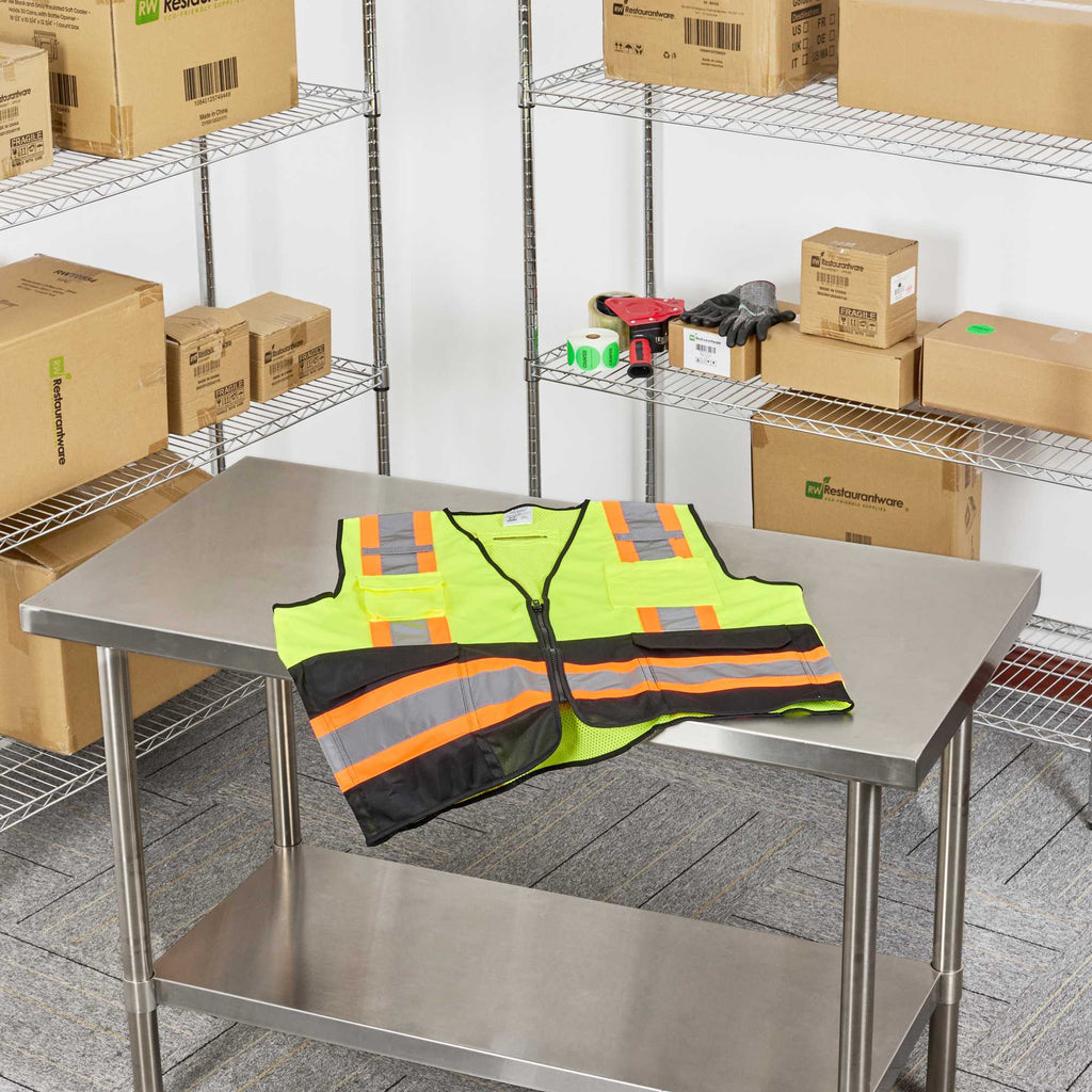 Be Safe Type R Class 2 Lime S/M Deluxe High Visibility Safety Vest - Zipper Closure, Black Panel, Reflective Tape - 1 count box