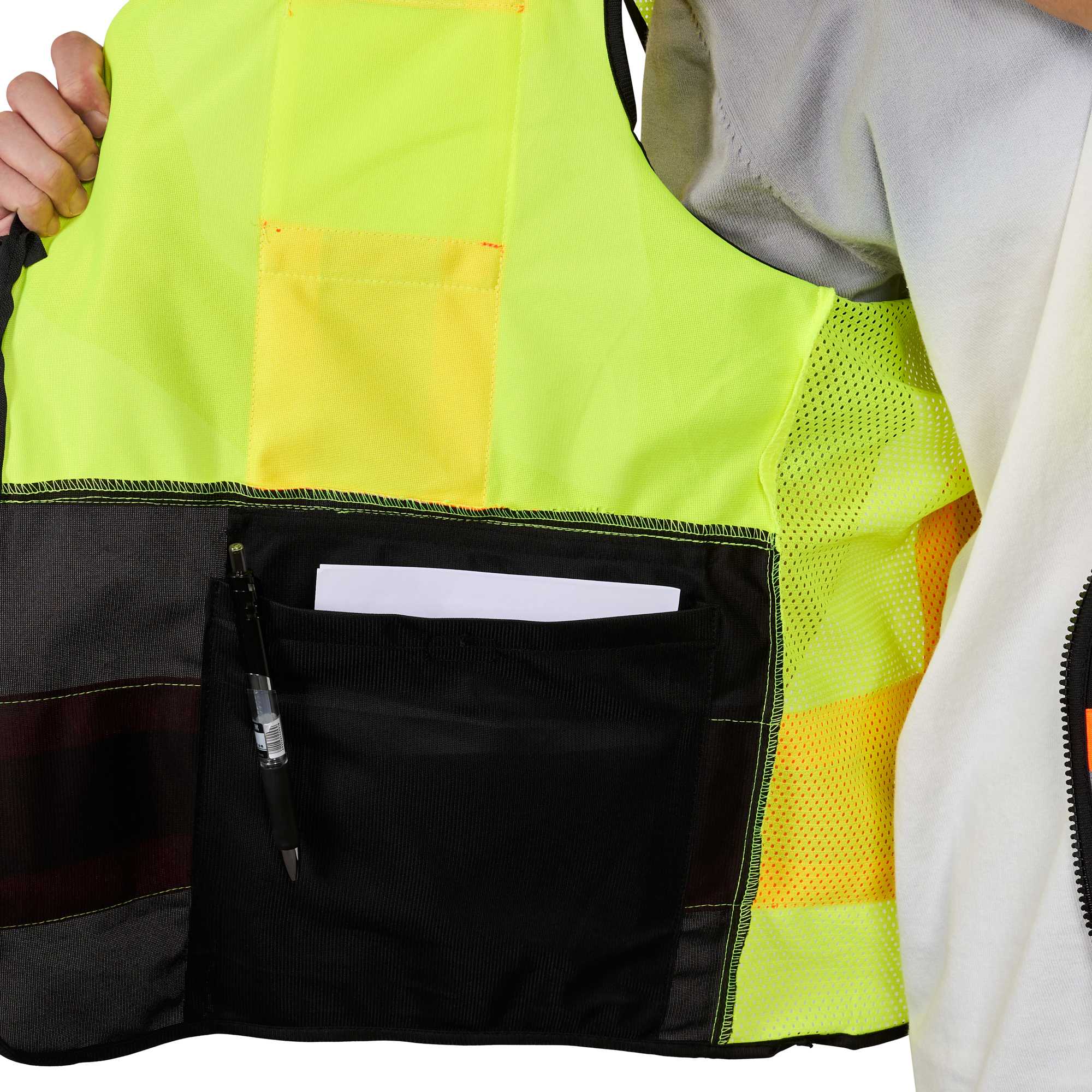 Be Safe Type R Class 2 Lime 2XL/3XL Deluxe High Visibility Safety Vest - Zipper Closure, Black Panel, Reflective Tape - 1 count box