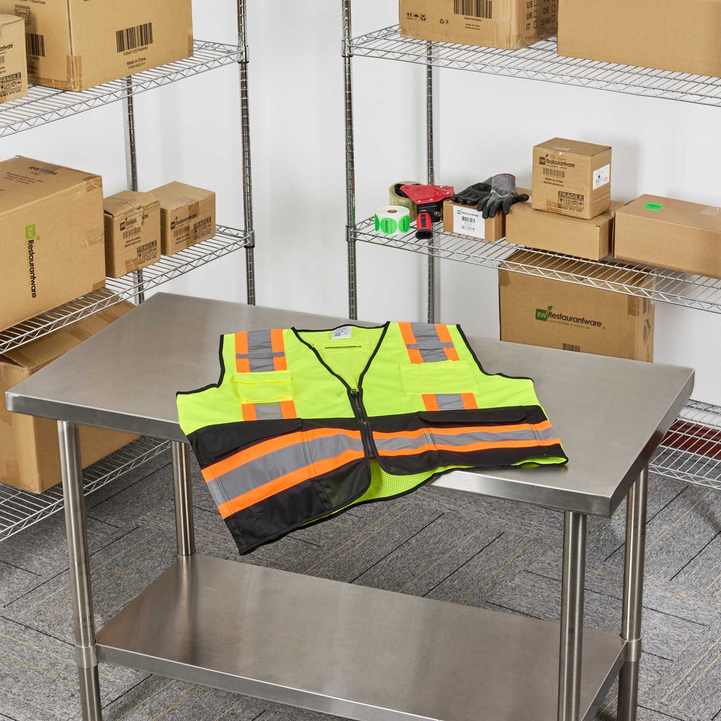 Be Safe Type R Class 2 Lime 2XL/3XL Deluxe High Visibility Safety Vest - Zipper Closure, Black Panel, Reflective Tape - 20 count box