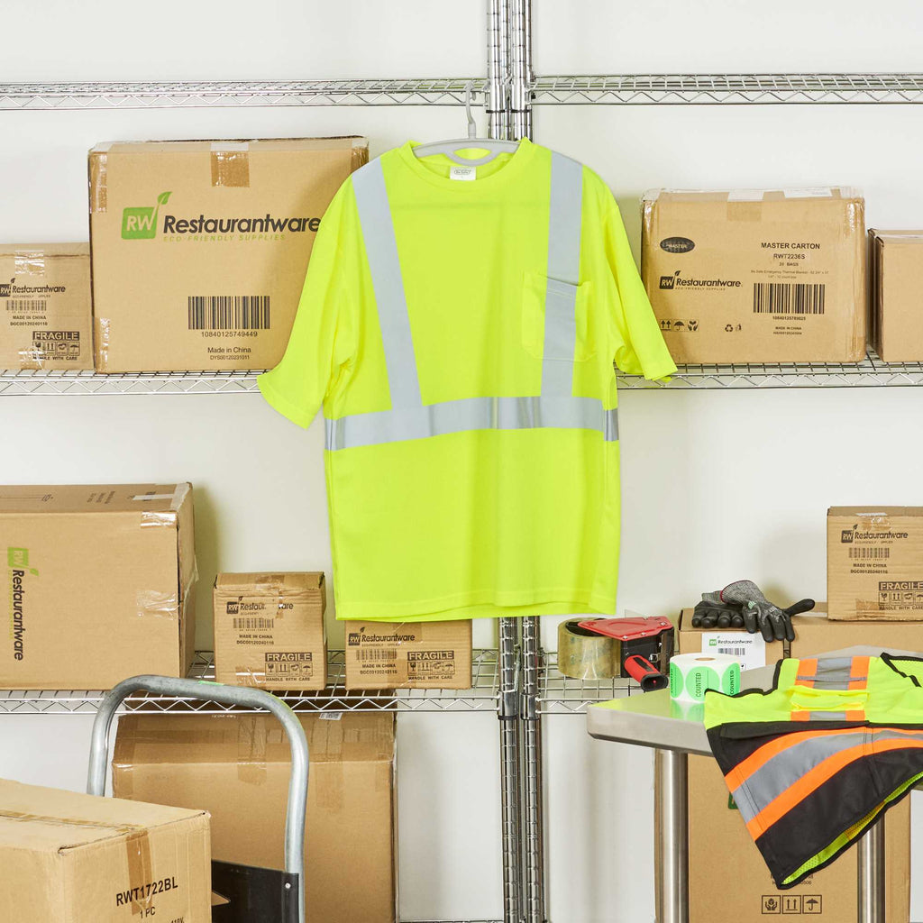Be Safe Type R Class 2 Lime M High Visibility Mesh Safety Shirt - Short Sleeve, Reflective Tape - 1 count box