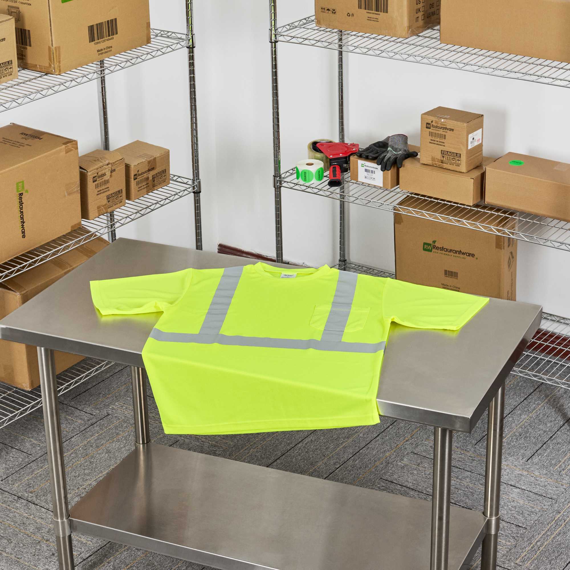 Be Safe Type R Class 2 Lime L High Visibility Mesh Safety Shirt - Short Sleeve, Reflective Tape - 1 count box