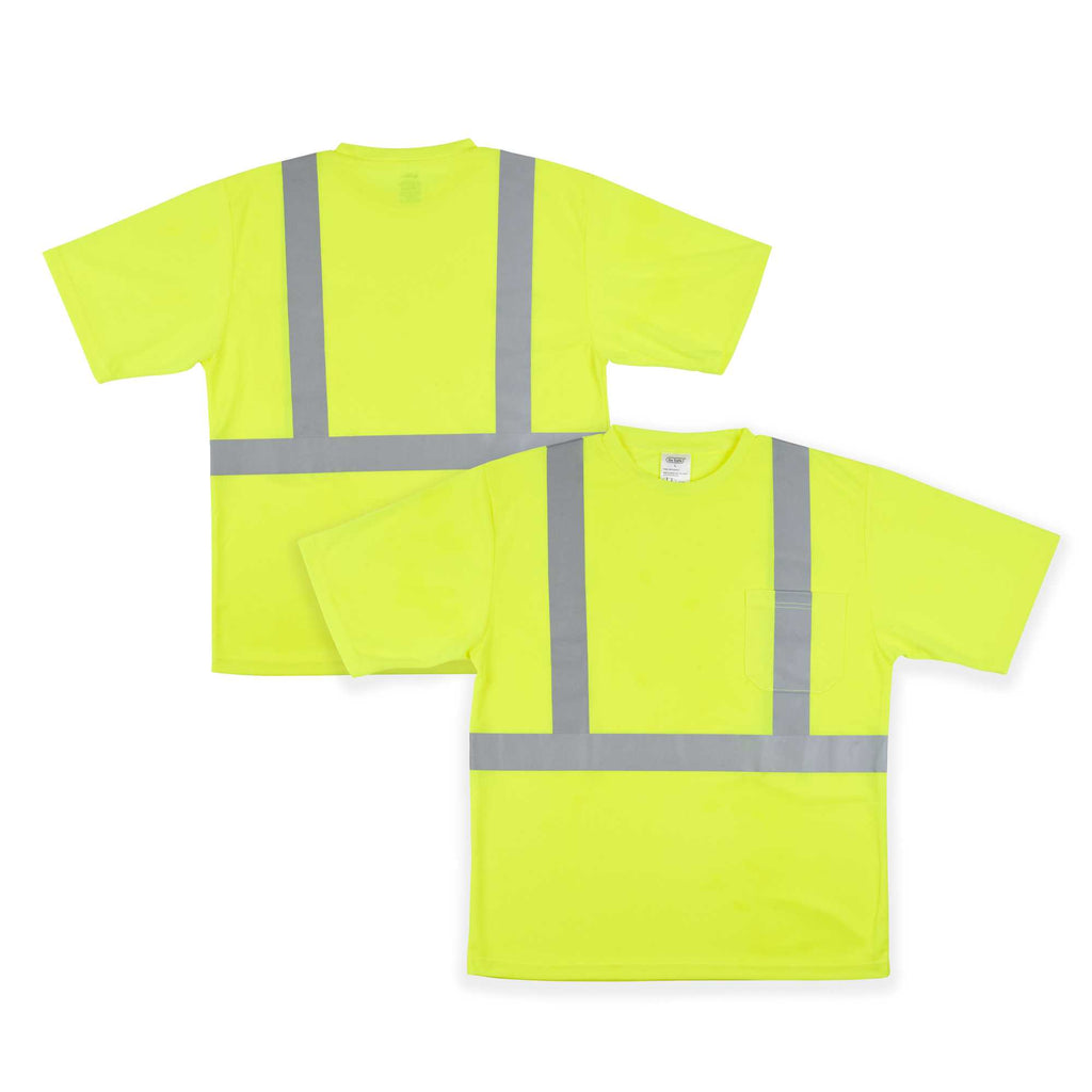 Be Safe Type R Class 2 Lime L High Visibility Mesh Safety Shirt - Short Sleeve, Reflective Tape - 20 count box