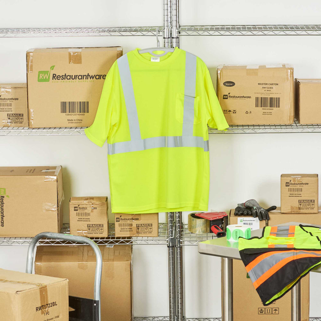 Be Safe Type R Class 2 Lime L High Visibility Mesh Safety Shirt - Short Sleeve, Reflective Tape - 20 count box