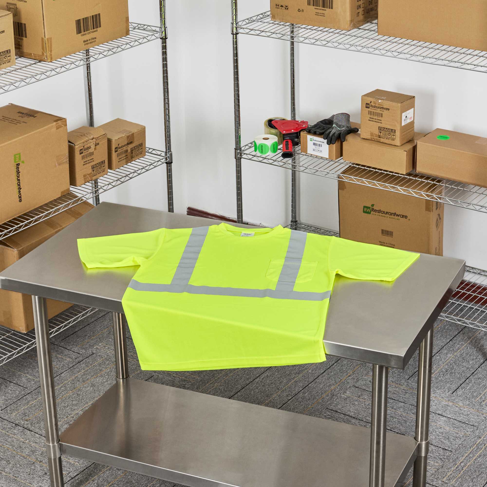 Be Safe Type R Class 2 Lime XL High Visibility Mesh Safety Shirt - Short Sleeve, Reflective Tape - 1 count box