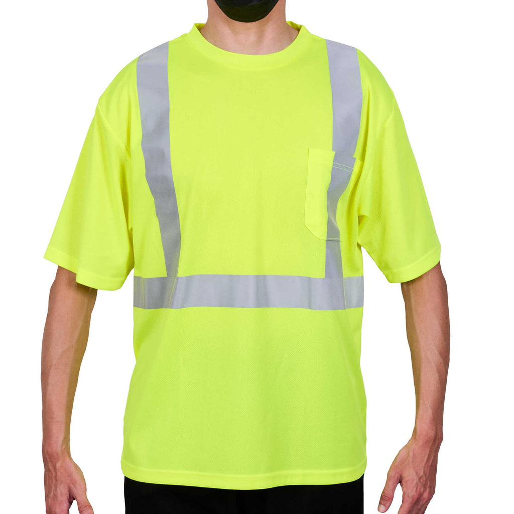 Be Safe Type R Class 2 Lime XL High Visibility Mesh Safety Shirt - Short Sleeve, Reflective Tape - 1 count box