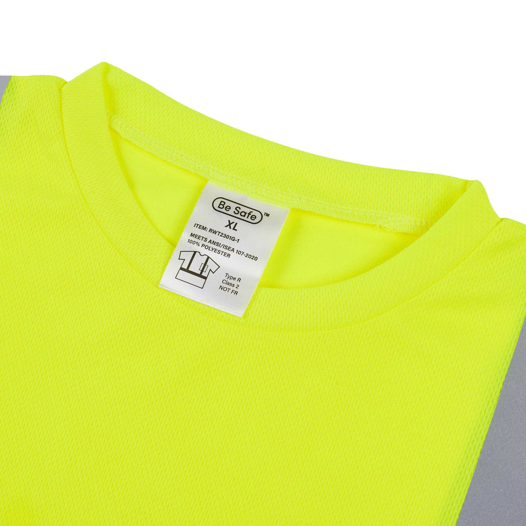Be Safe Type R Class 2 Lime XL High Visibility Mesh Safety Shirt - Short Sleeve, Reflective Tape - 20 count box