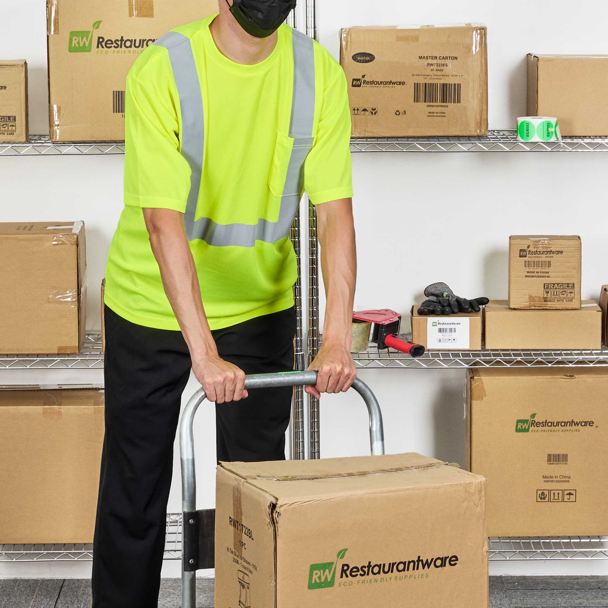 Be Safe Type R Class 2 Lime XL High Visibility Mesh Safety Shirt - Short Sleeve, Reflective Tape - 20 count box