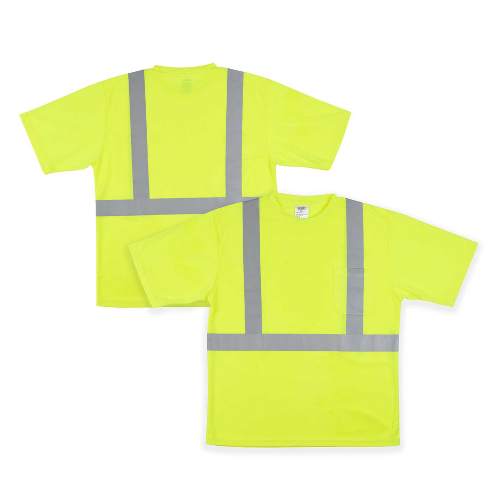 Be Safe Type R Class 2 Lime 2XL High Visibility Mesh Safety Shirt - Short Sleeve, Reflective Tape - 1 count box