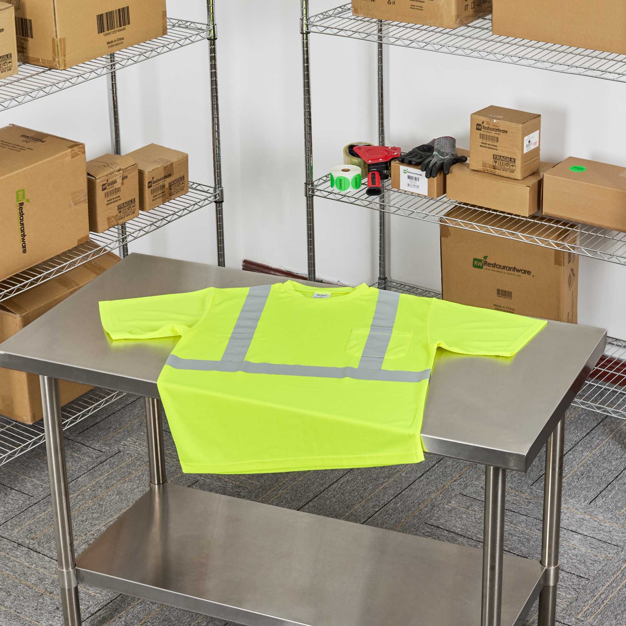 Be Safe Type R Class 2 Lime 2XL High Visibility Mesh Safety Shirt - Short Sleeve, Reflective Tape - 20 count box