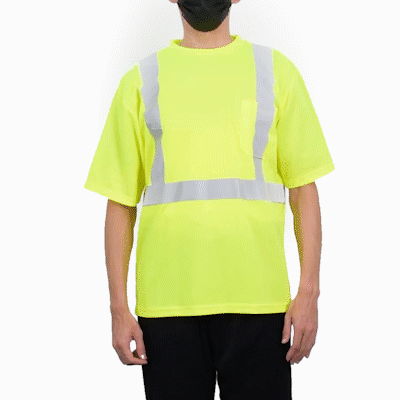 Be Safe Type R Class 2 Lime 2XL High Visibility Mesh Safety Shirt - Short Sleeve, Reflective Tape - 20 count box