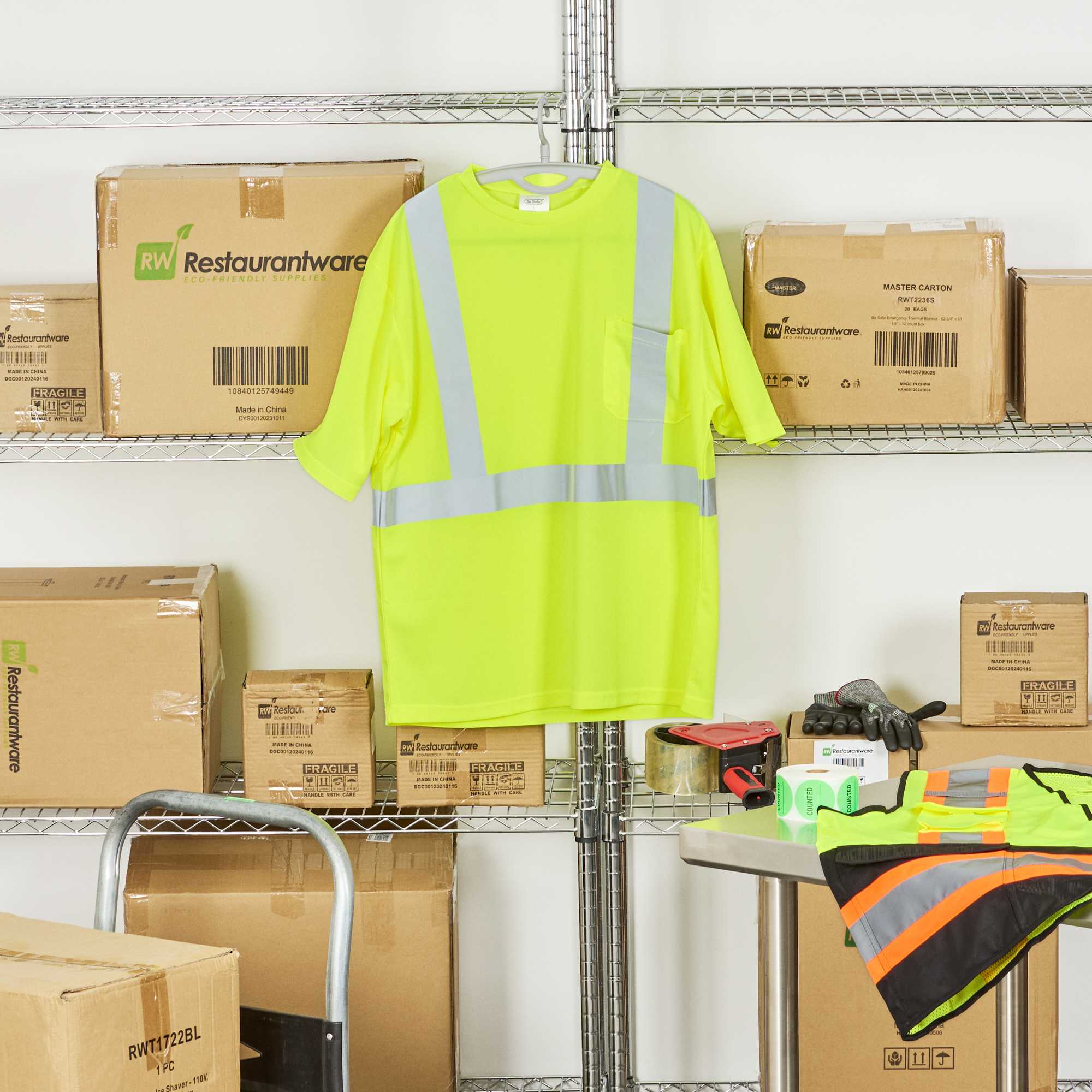Be Safe Type R Class 2 Lime 3XL High Visibility Mesh Safety Shirt - Short Sleeve, Reflective Tape - 1 count box