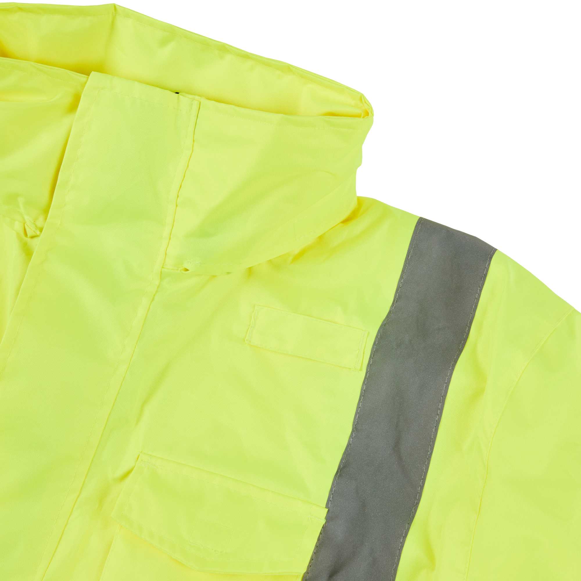 Be Safe Type R Class 3 Lime M High Visibility Lightweight Rain Jacket - Zipper Closure, Reflective Tape - 1 count box