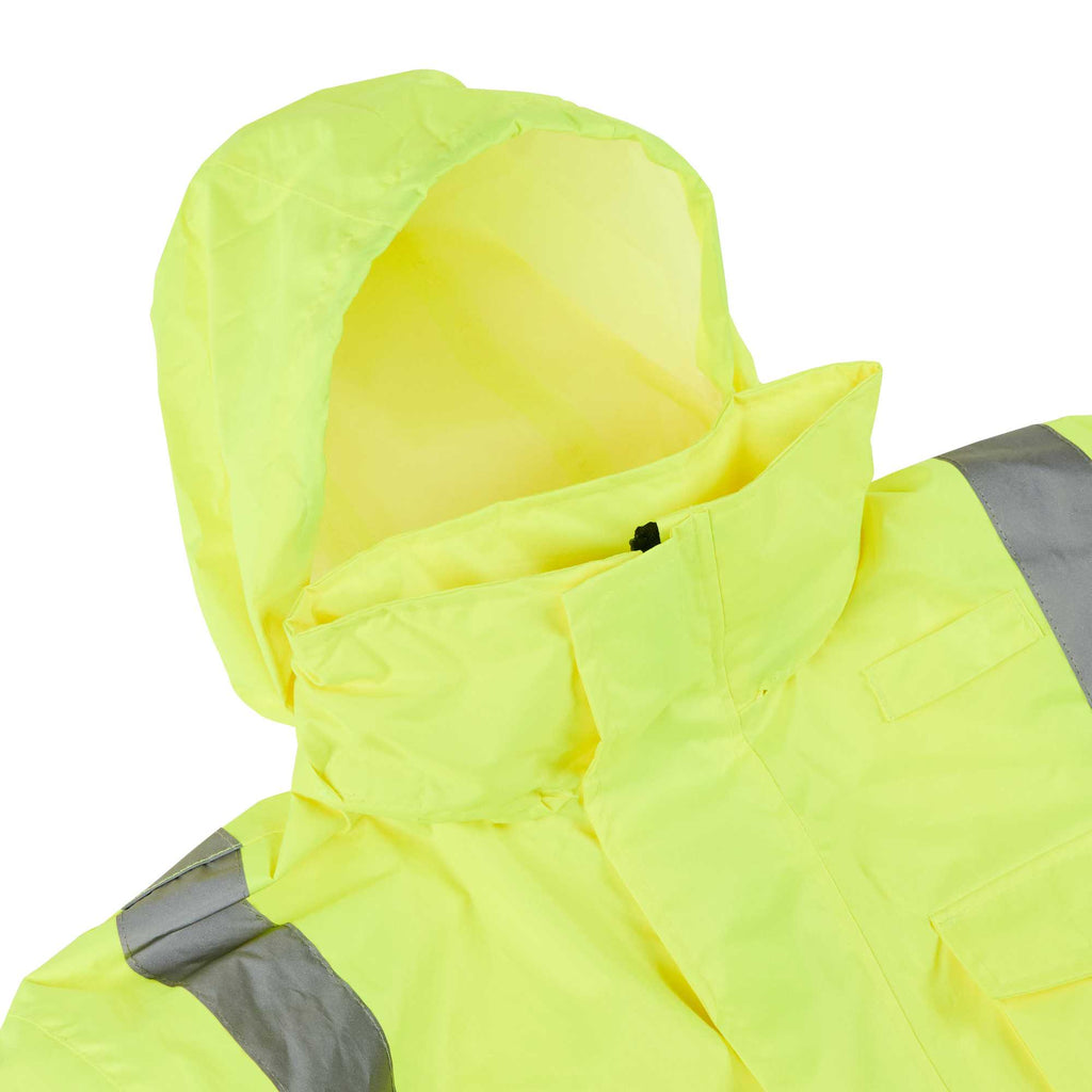 Be Safe Type R Class 3 Lime M High Visibility Lightweight Rain Jacket - Zipper Closure, Reflective Tape - 1 count box