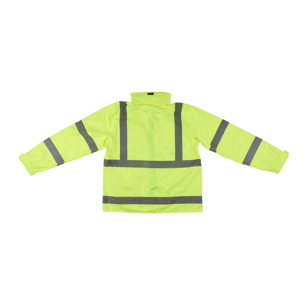 Be Safe Type R Class 3 Lime M High Visibility Lightweight Rain Jacket - Zipper Closure, Reflective Tape - 20 count box
