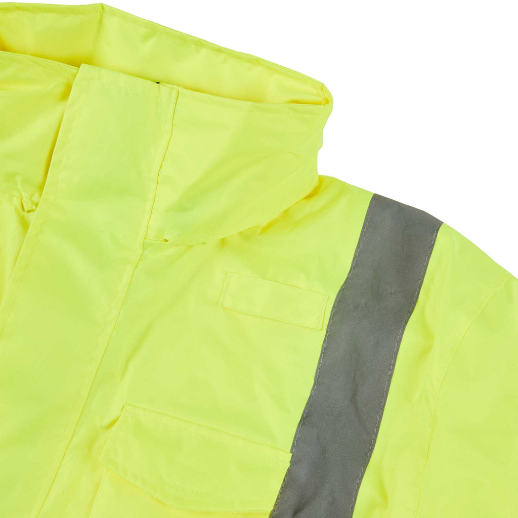 Be Safe Type R Class 3 Lime L High Visibility Lightweight Rain Jacket - Zipper Closure, Reflective Tape - 1 count box
