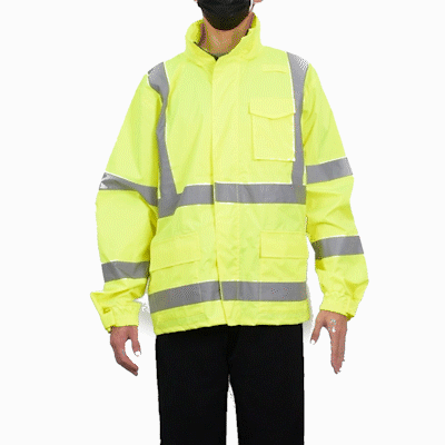Be Safe Type R Class 3 Lime L High Visibility Lightweight Rain Jacket - Zipper Closure, Reflective Tape - 20 count box
