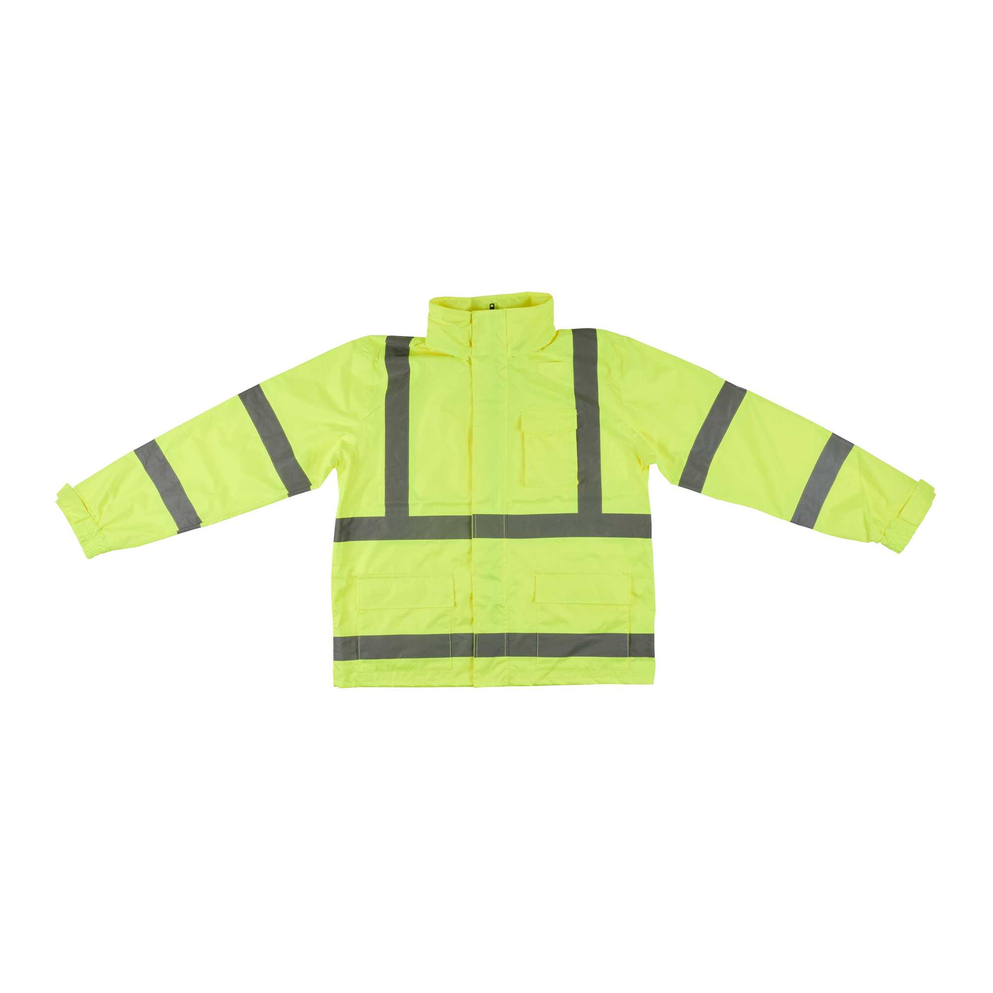 Be Safe Type R Class 3 Lime L High Visibility Lightweight Rain Jacket - Zipper Closure, Reflective Tape - 20 count box