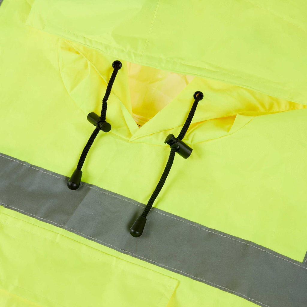 Be Safe Type R Class 3 Lime One Size Fits All High Visibility Lightweight Rain Poncho - Reflective Tape - 1 count box