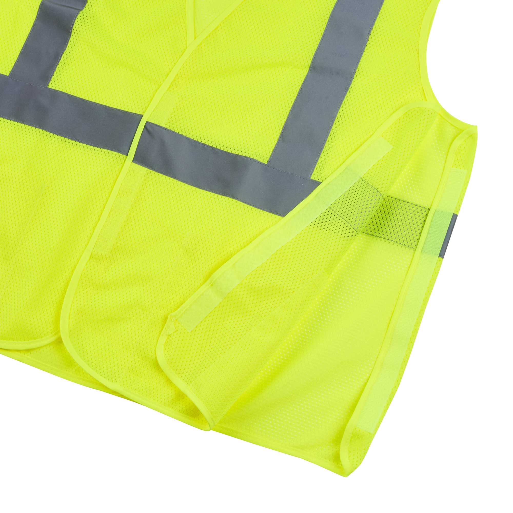 Be Safe Type R Class 2 Lime L/XL High Visibility 5-Point Breakaway Mesh Safety Vest - Hook/Loop Closure, Reflective Tape - 1 count box