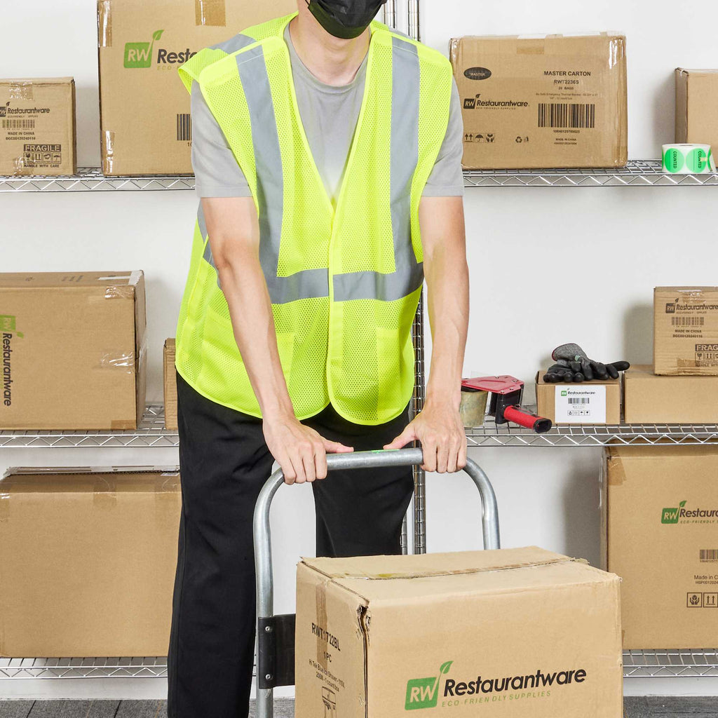 Be Safe Type R Class 2 Lime L/XL High Visibility 5-Point Breakaway Mesh Safety Vest - Hook/Loop Closure, Reflective Tape - 1 count box