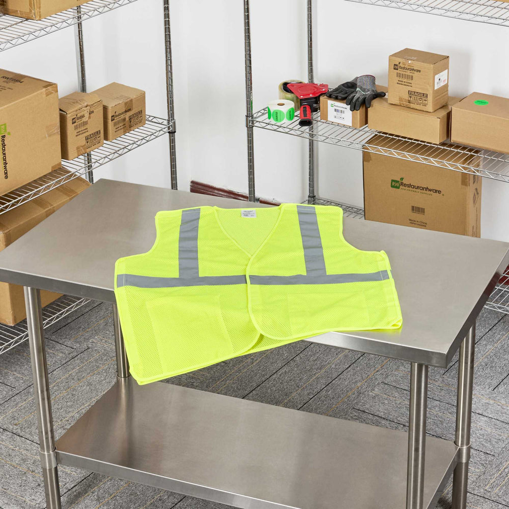 Be Safe Type R Class 2 Lime L/XL High Visibility 5-Point Breakaway Mesh Safety Vest - Hook/Loop Closure, Reflective Tape - 20 count box