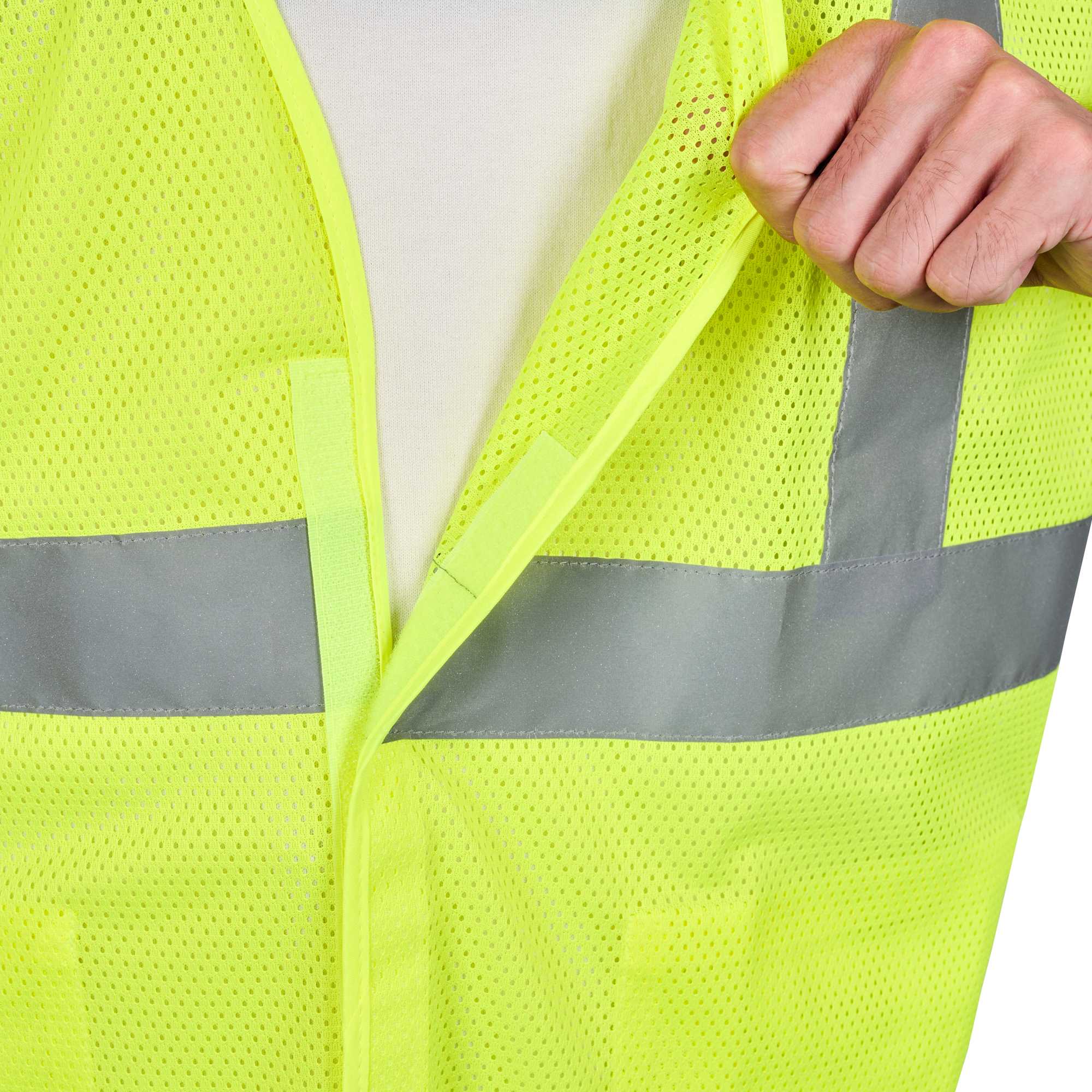 Be Safe Type R Class 2 Lime L/XL High Visibility 5-Point Breakaway Mesh Safety Vest - Hook/Loop Closure, Reflective Tape - 20 count box