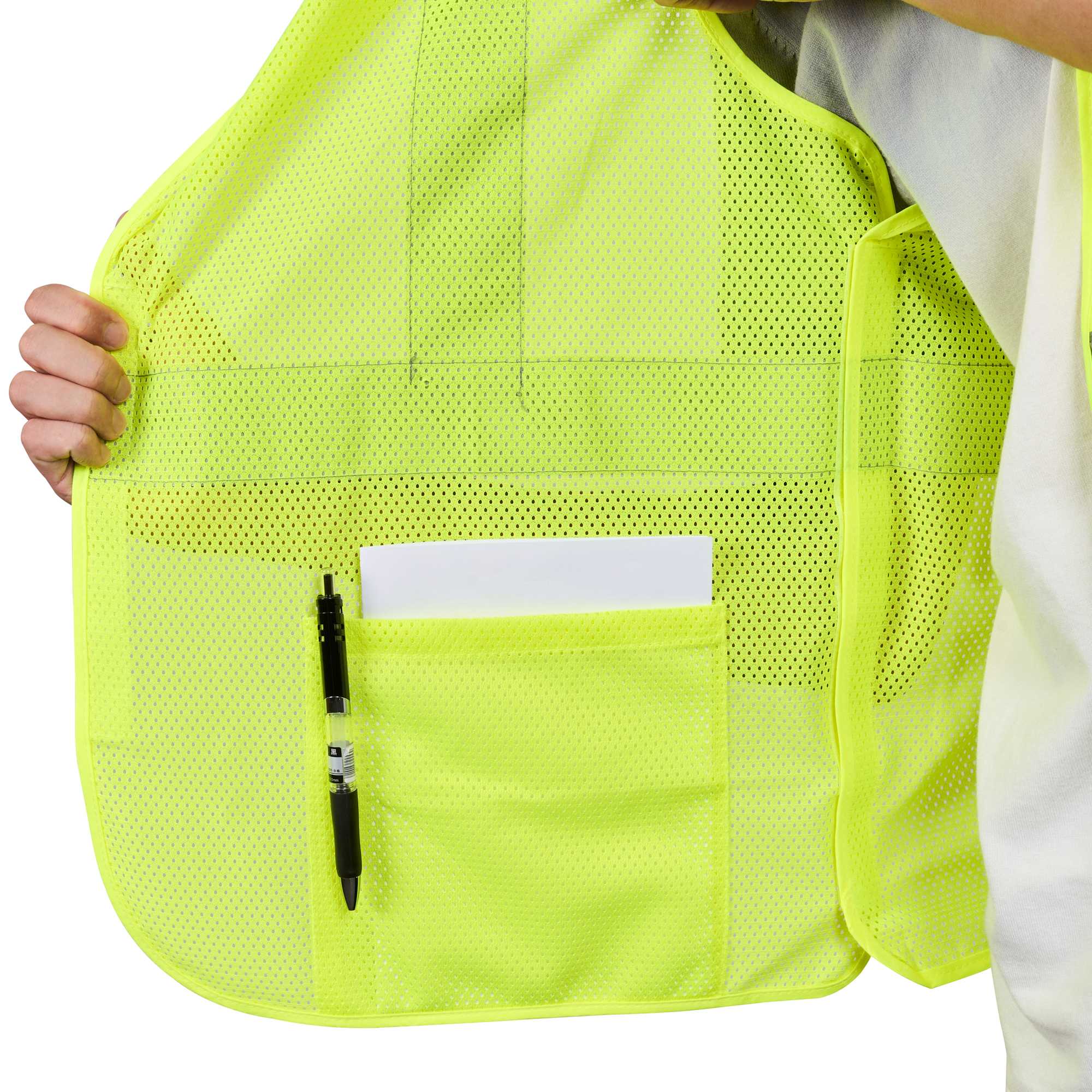 Be Safe Type R Class 2 Lime L/XL High Visibility 5-Point Breakaway Mesh Safety Vest - Hook/Loop Closure, Reflective Tape - 20 count box
