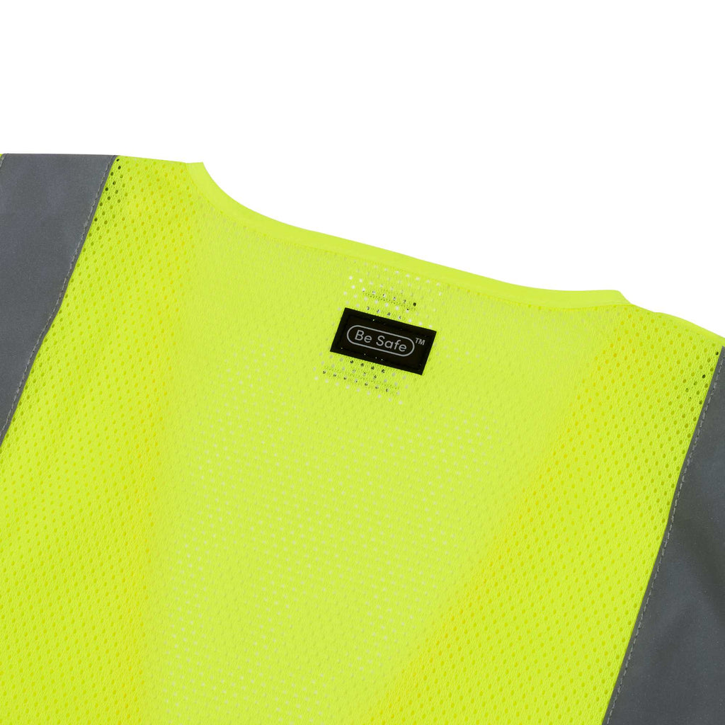 Be Safe Type R Class 2 Lime L/XL High Visibility 5-Point Breakaway Mesh Safety Vest - Hook/Loop Closure, Reflective Tape - 20 count box