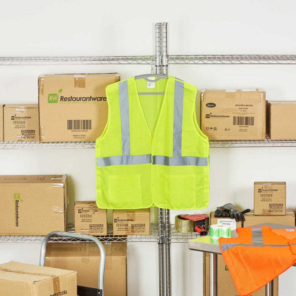 Be Safe Type R Class 2 Lime L/XL High Visibility 5-Point Breakaway Mesh Safety Vest - Hook/Loop Closure, Reflective Tape - 20 count box