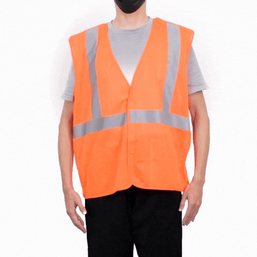 Be Safe Type R Class 2 Orange L/XL High Visibility 5-Point Breakaway Mesh Safety Vest - Hook/Loop Closure, Reflective Tape - 20 count box