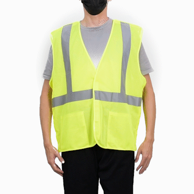 Be Safe Type R Class 2 Lime 2XL/3XL High Visibility 5-Point Breakaway Mesh Safety Vest - Hook/Loop Closure, Reflective Tape - 1 count box