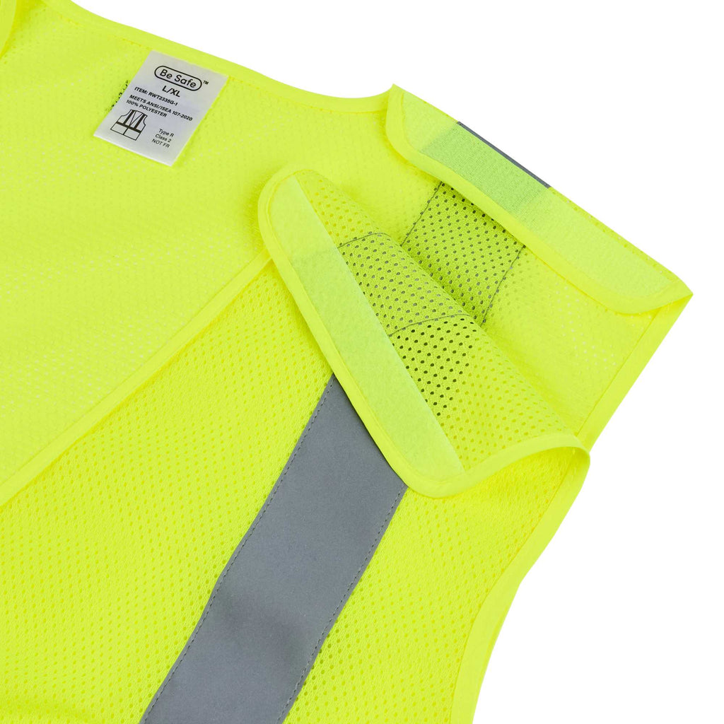 Be Safe Type R Class 2 Lime 2XL/3XL High Visibility 5-Point Breakaway Mesh Safety Vest - Hook/Loop Closure, Reflective Tape - 1 count box