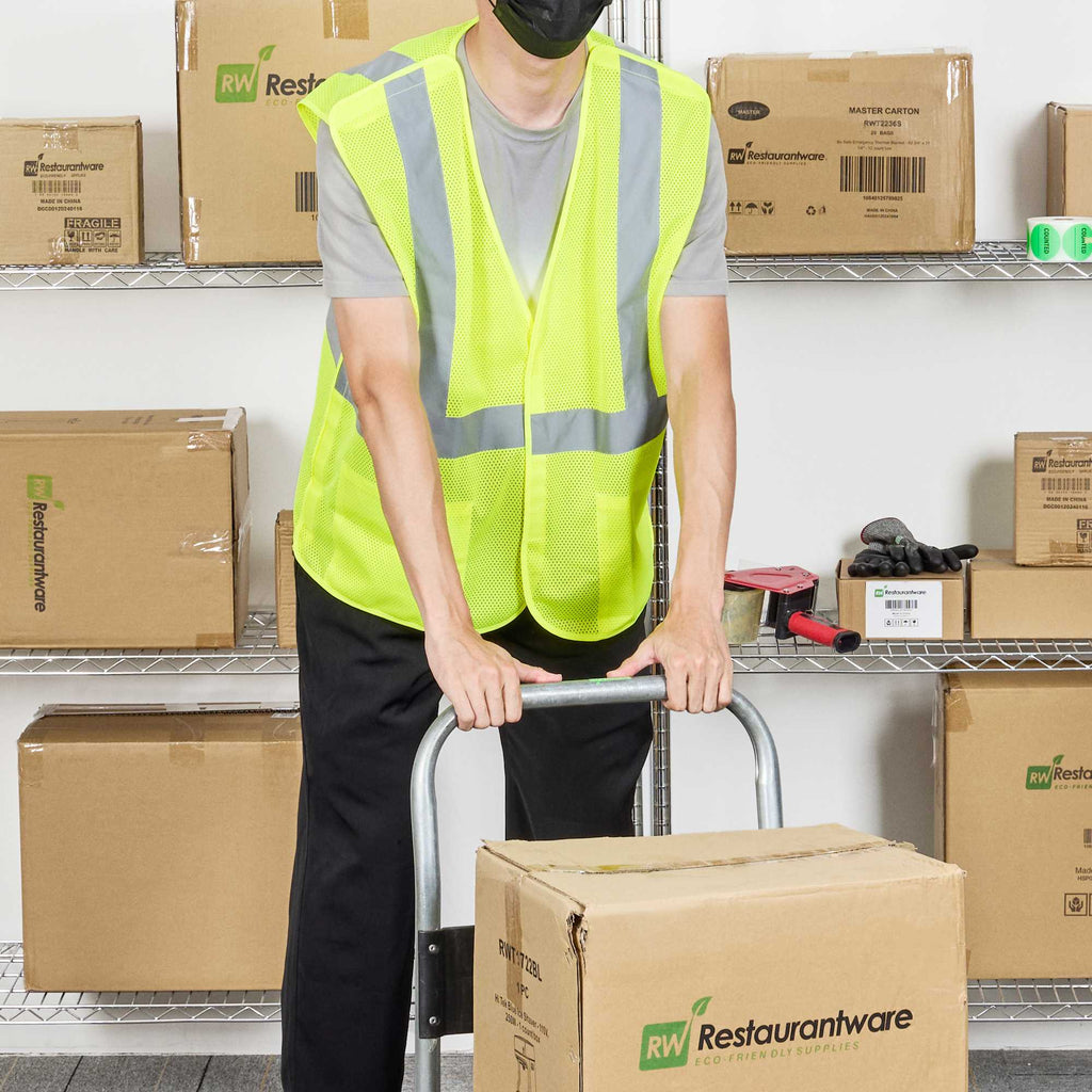Be Safe Type R Class 2 Lime 2XL/3XL High Visibility 5-Point Breakaway Mesh Safety Vest - Hook/Loop Closure, Reflective Tape - 1 count box