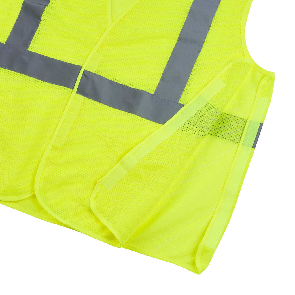Be Safe Type R Class 2 Lime 2XL/3XL High Visibility 5-Point Breakaway Mesh Safety Vest - Hook/Loop Closure, Reflective Tape - 20 count box