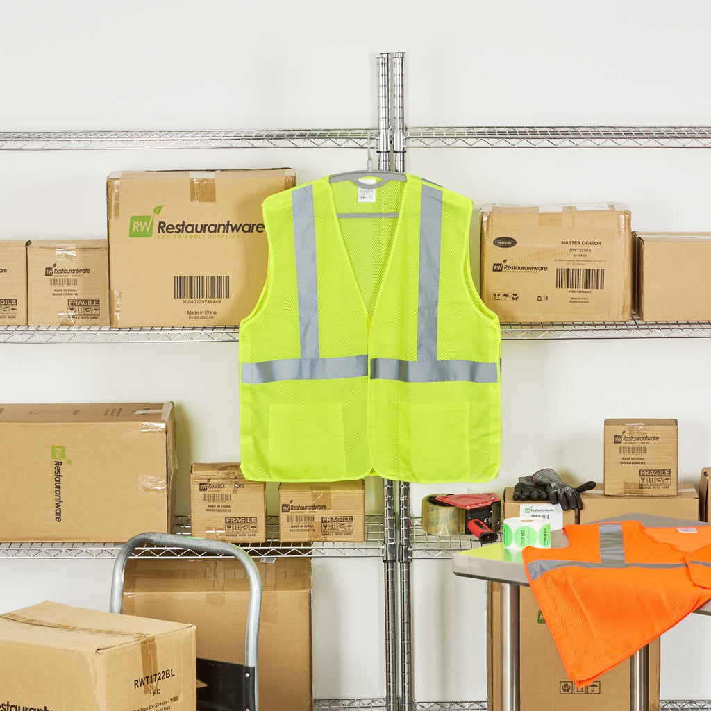Be Safe Type R Class 2 Lime 2XL/3XL High Visibility 5-Point Breakaway Mesh Safety Vest - Hook/Loop Closure, Reflective Tape - 20 count box