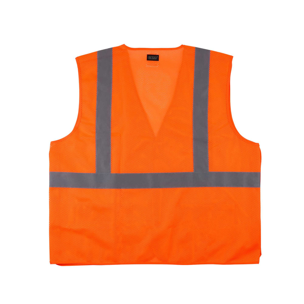 Be Safe Type R Class 2 Orange 2XL/3XL High Visibility 5-Point Breakaway Mesh Safety Vest - Hook/Loop Closure, Reflective Tape - 1 count box
