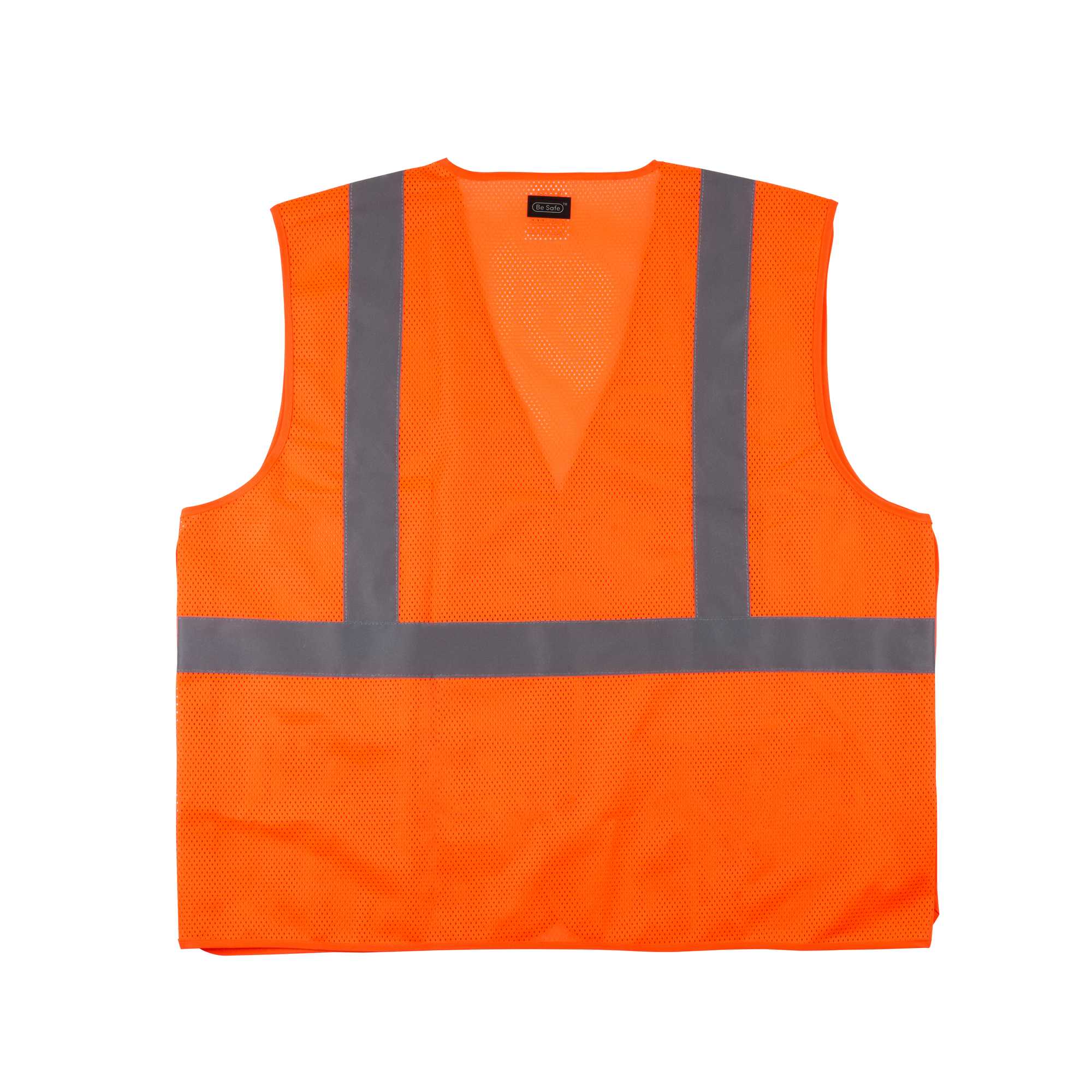 Be Safe Type R Class 2 Orange 2XL/3XL High Visibility 5-Point Breakaway Mesh Safety Vest - Hook/Loop Closure, Reflective Tape - 1 count box