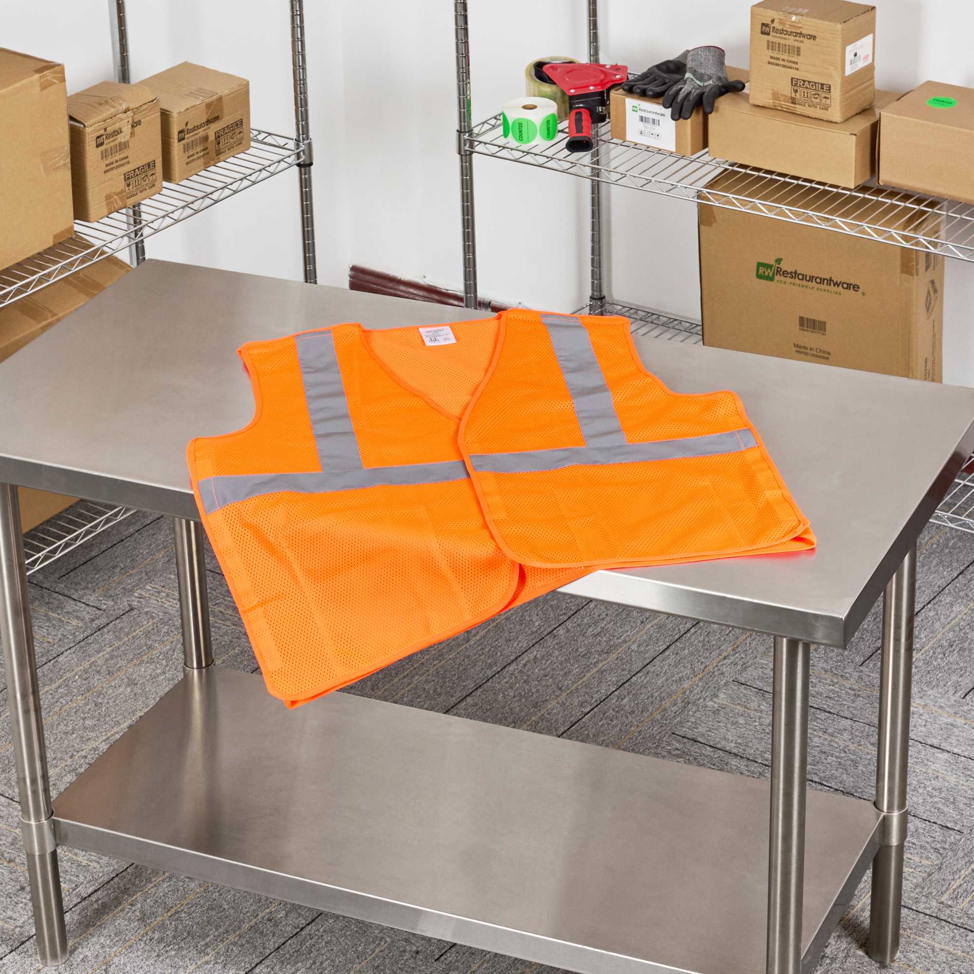 Be Safe Type R Class 2 Orange 2XL/3XL High Visibility 5-Point Breakaway Mesh Safety Vest - Hook/Loop Closure, Reflective Tape - 1 count box