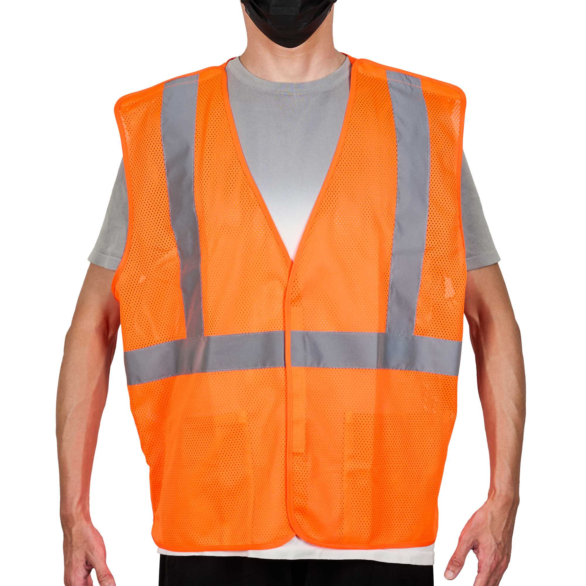 Be Safe Type R Class 2 Orange 2XL/3XL High Visibility 5-Point Breakaway Mesh Safety Vest - Hook/Loop Closure, Reflective Tape - 1 count box