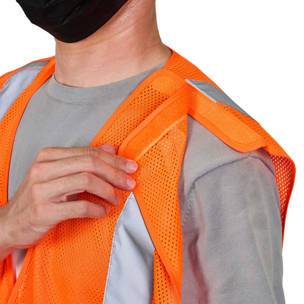 Be Safe Type R Class 2 Orange 2XL/3XL High Visibility 5-Point Breakaway Mesh Safety Vest - Hook/Loop Closure, Reflective Tape - 1 count box