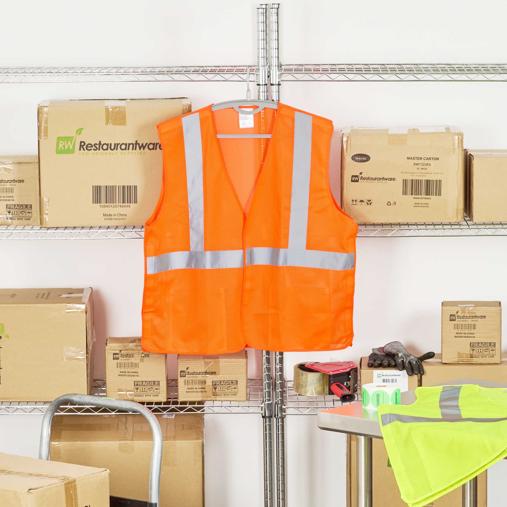 Be Safe Type R Class 2 Orange 2XL/3XL High Visibility 5-Point Breakaway Mesh Safety Vest - Hook/Loop Closure, Reflective Tape - 1 count box