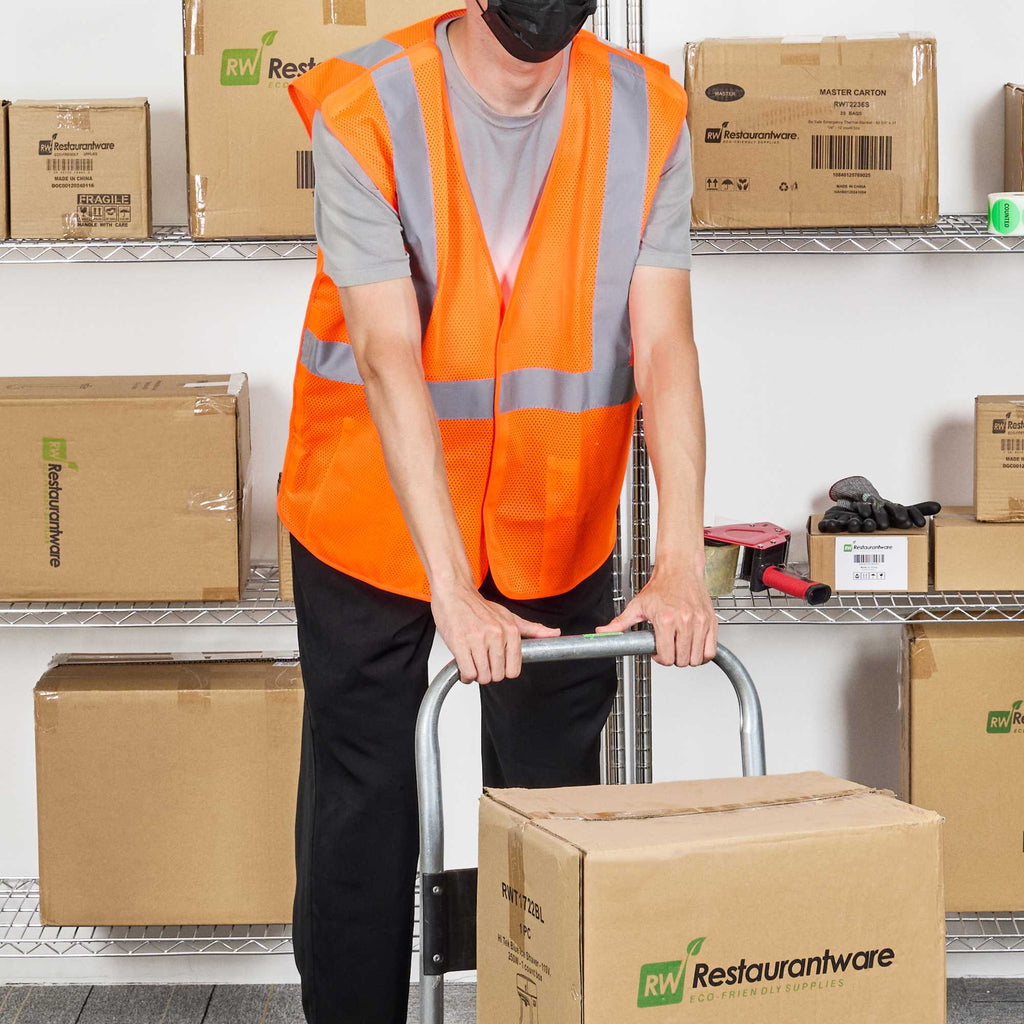 Be Safe Type R Class 2 Orange 2XL/3XL High Visibility 5-Point Breakaway Mesh Safety Vest - Hook/Loop Closure, Reflective Tape - 1 count box