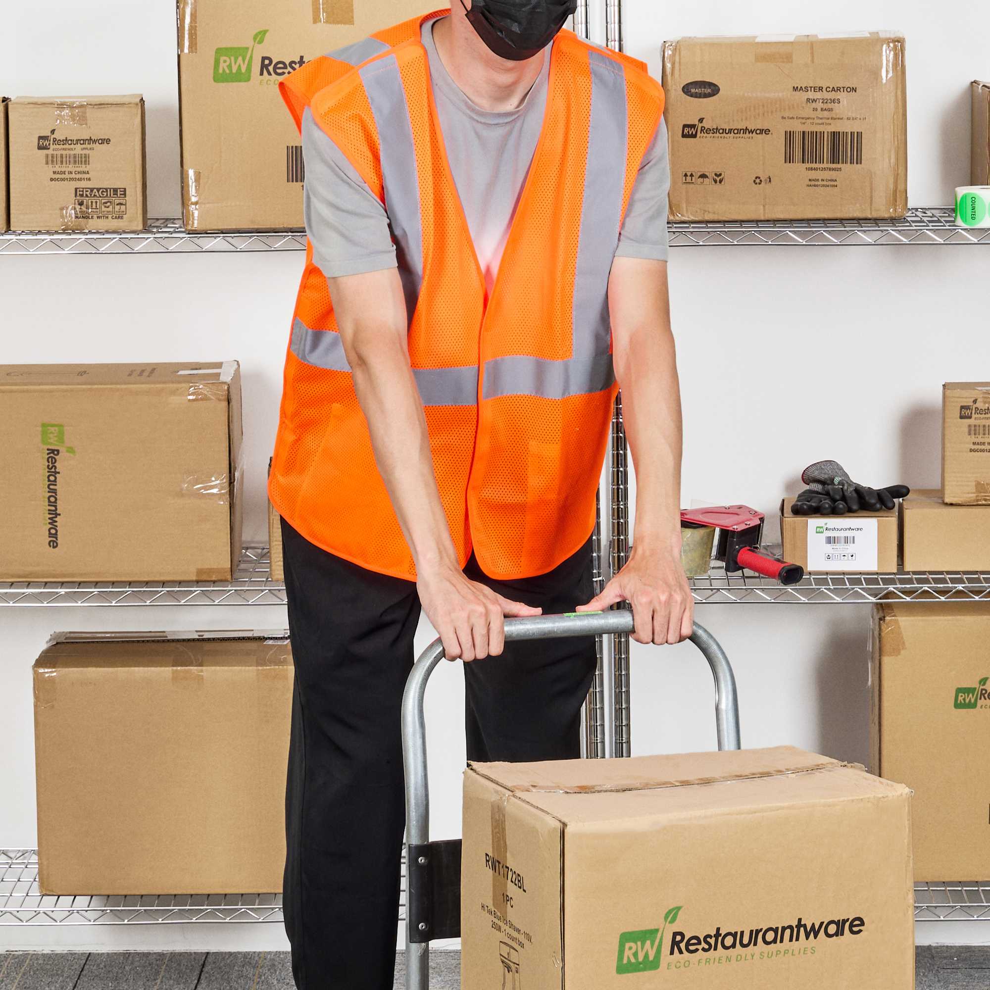 Be Safe Type R Class 2 Orange 2XL/3XL High Visibility 5-Point Breakaway Mesh Safety Vest - Hook/Loop Closure, Reflective Tape - 1 count box